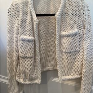 Cream Knit Open Cardigan jacket
